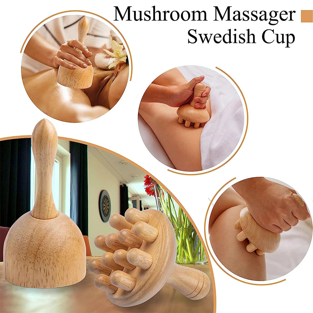 Wooden Therapy Massager Lymphatic Drainage Anti Cellulite Maderoterapia Kit - Body Contouring, Belly Waist Muscle Massage Relax