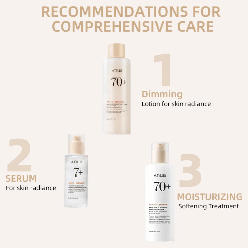 Anua Rice 70 Glowing Milky Toner Brightening Niacinamide Serum Toner Face Toner for Glass Skin Korean Skin Care Beauty Products