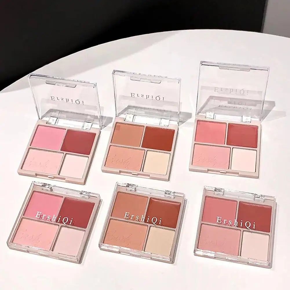 4 Colors Concealer Blush Cream Matte Highlight Contour Makeup All-in-one Palette Rose Hawthorn Cheek Tint Blusher Powder Makeup