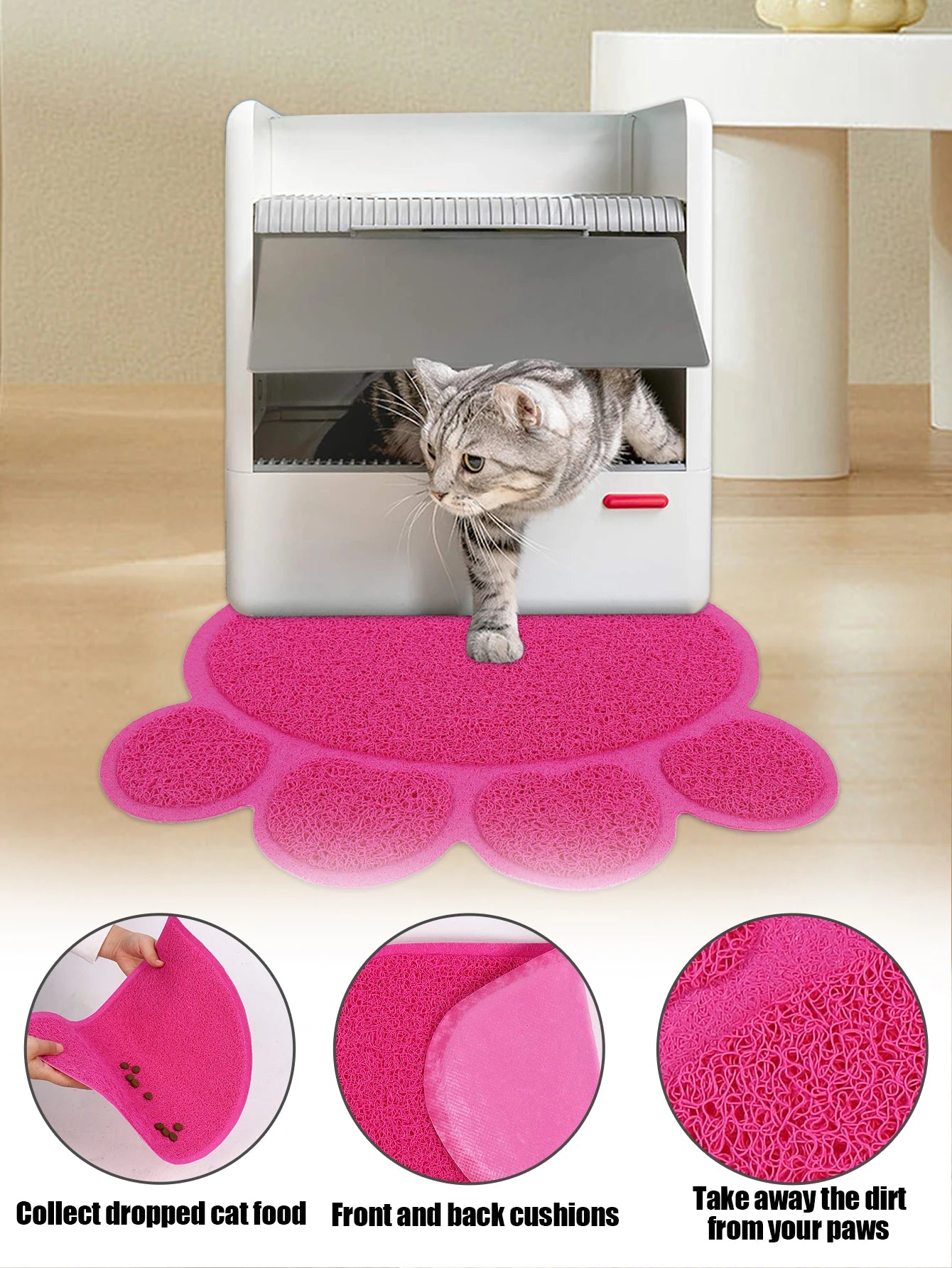 A cat claw shape waterproof pet cat and dog feeding mat, non-slip cat food mat, dog water bowl mat for indoor use