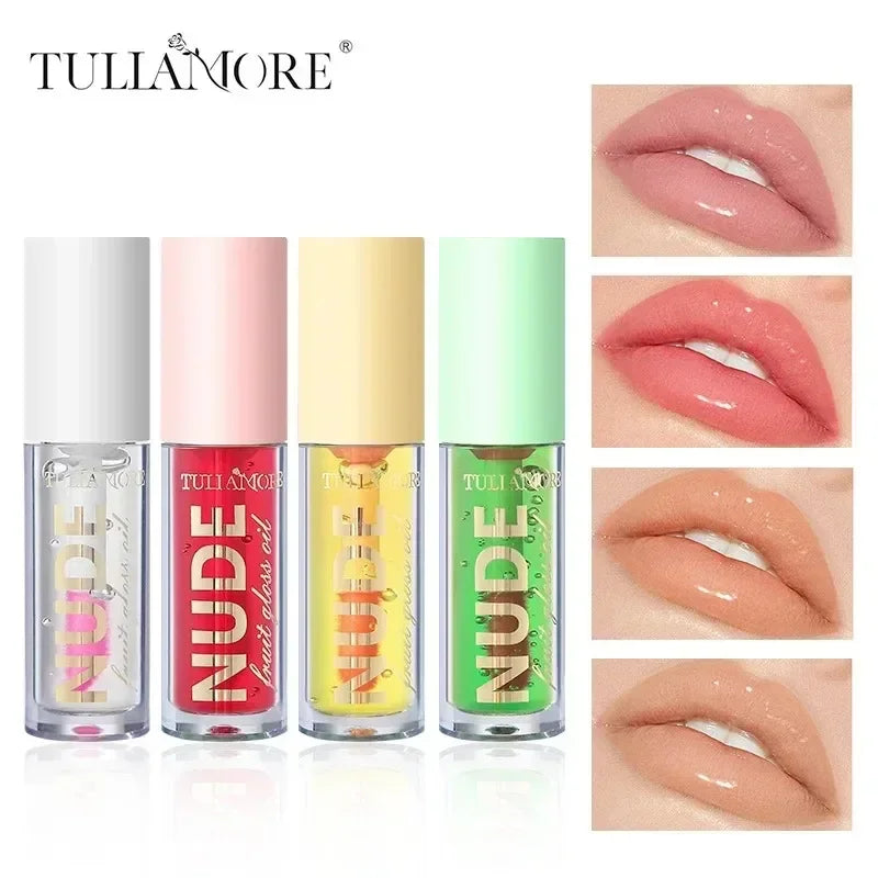 4 Colors Fruit Lip Oil Moisturizing Lip Plump Clear Hydrates And Shines Mirror Water Gloss Lip Glaze Liquid