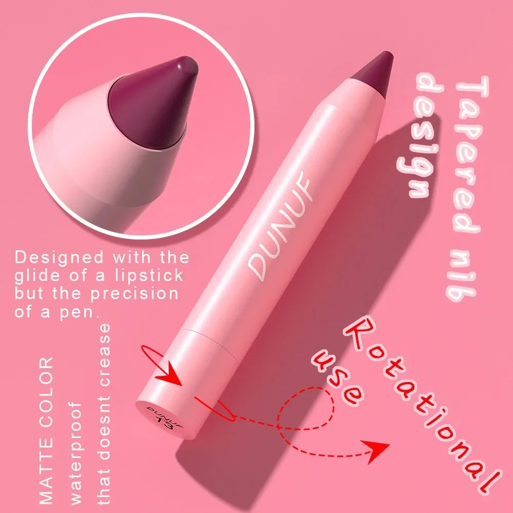 Sexy Dark Red Brown Lipstick Pencil Matte 18 Colors Lip Liner Crayons Rich Full Color Lip Tint Silky Natural Creamy Texture Pen
