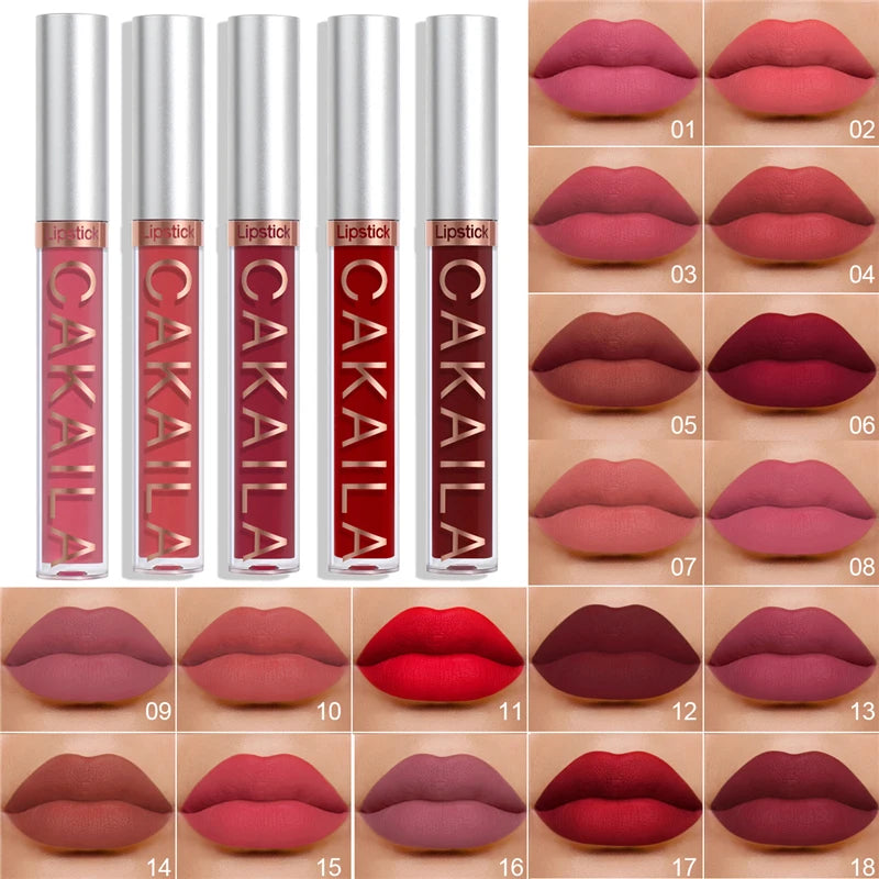 18 Colors Lipsticks Waterproof Sexy Matte Lip Gloss Women Makeup Long Lasting Red Pink Nude Liquid Lipstick Cosmetics