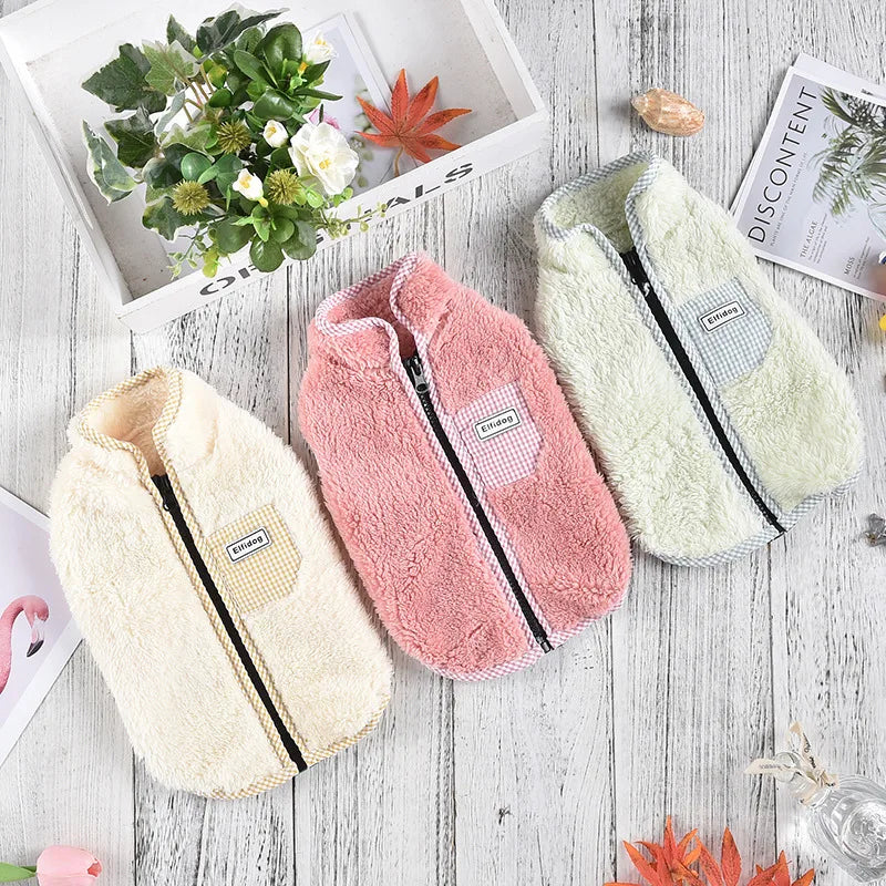 Zipper  Shi Tzu Sweater Clothes For Small Medium Dogs Pet Fur Vest Outfit French Bulldog Autumn Winter Jackets XS 3XL Cats Goods