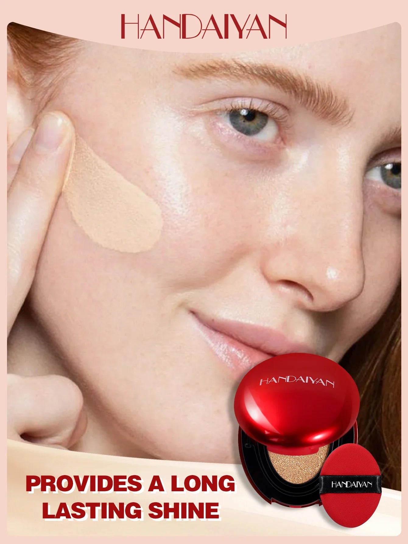 HANDAIYAN 5Color Red Box Concealer Cushion For Easy Application And Long-Lasting Skin Touching Face With Puff For Women's Makeup