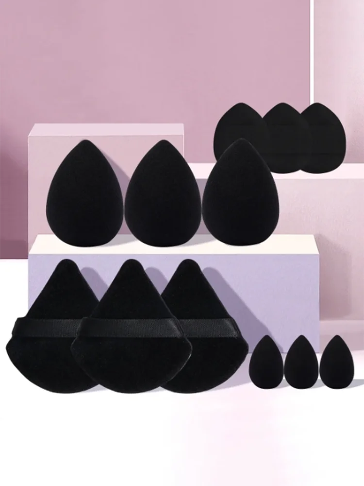 12 Pieces Powder Puff Face Triangle Makeup Sponge Soft Velour Puffs for Loose Powder Setting Powder Blender Foundation Sponge Be
