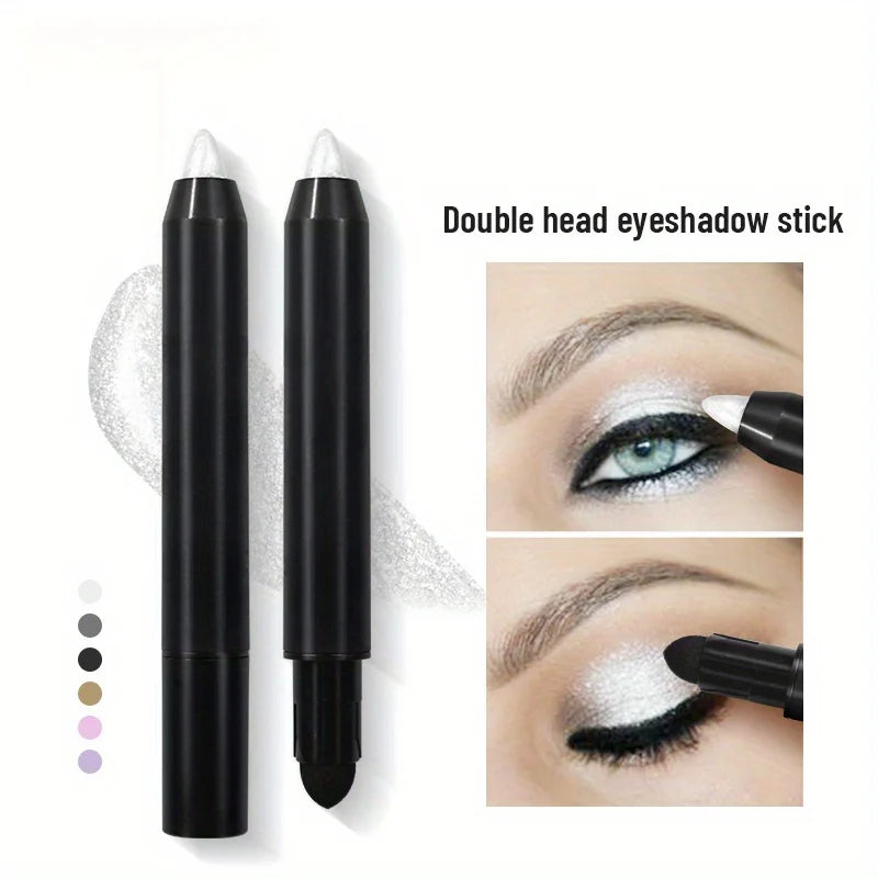 Pearlescent Eyeshadow Pencil Stick Highlight Stick, Black & Grey Shimmer Eye Shadow Pen with Eyeliner, 1pc