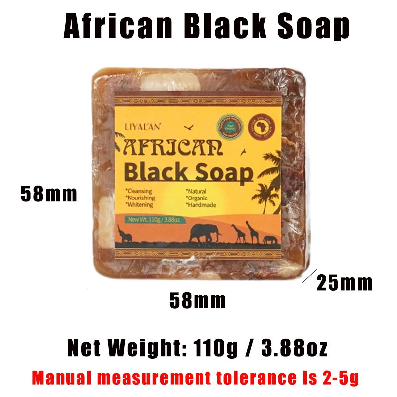 2pcs African Black Soap Reduce Acne Anti Rebelles Smooth Blemish Shea Butter Face Moisturizing Clean Brighten Handmade Skincare