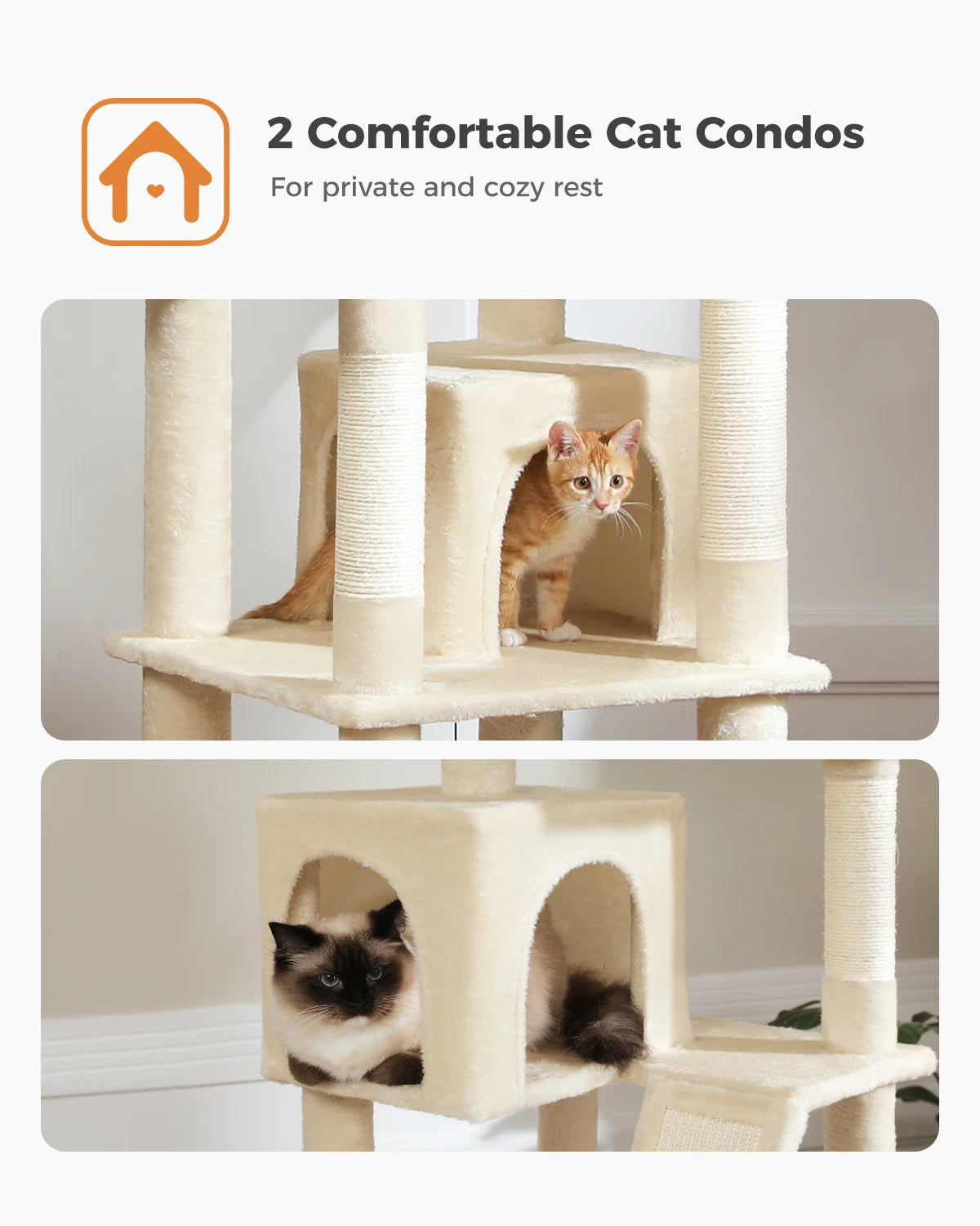 Multi-Level Cat Tree with Scratching Posts, Cozy Condo, Hammock, Large Cat Tower for Indoor Cats, Cat Scratching Board, Cat Toys