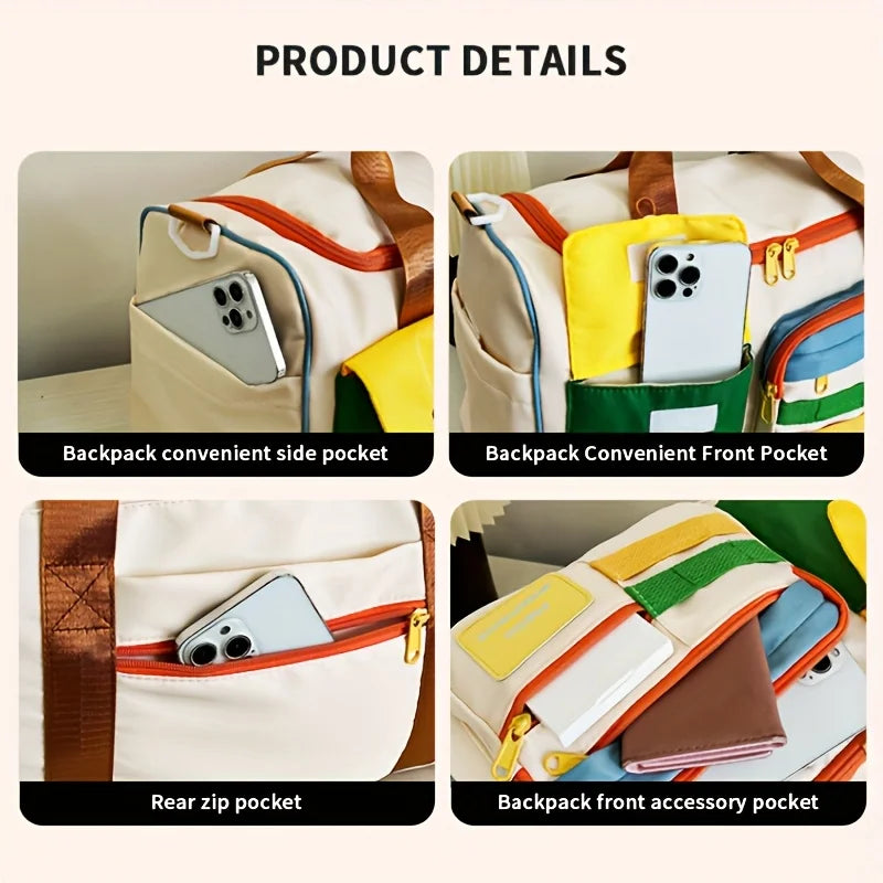 Large Capacity Oxford Fabric Gym Duffel Bag with Shoe Compartment & Adjustable Shoulder Straps, Multi-Pocket Travel Bag