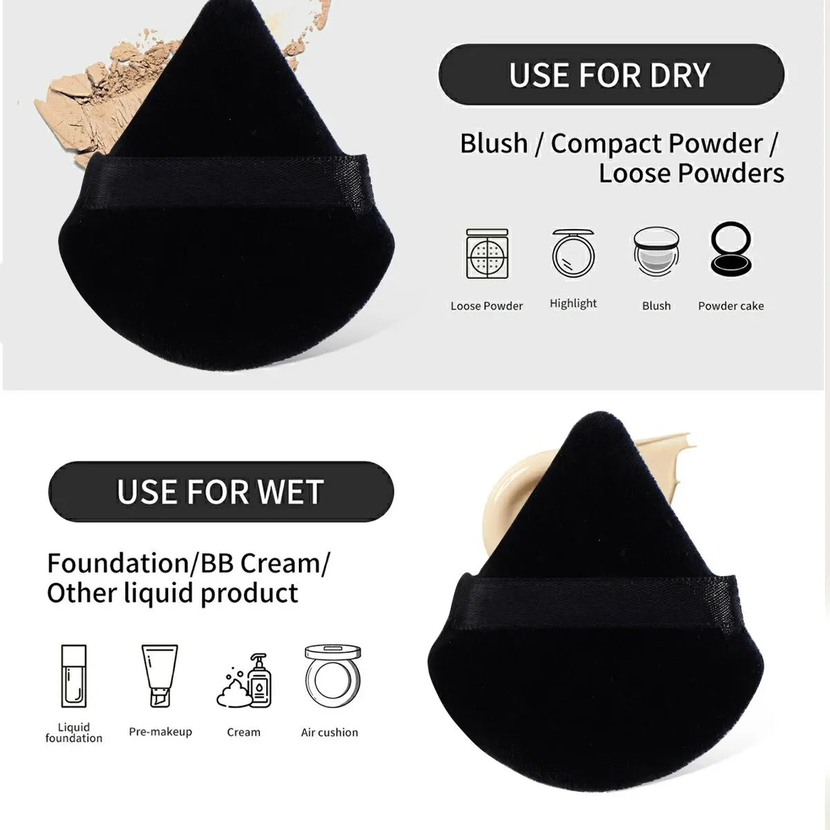 MAANGE 11PCS Makeup Tool Kit 4PCS Makeup Foundation Brushes Powder Puff Makeup Blender Triangle Velvet Powder Air Cushion Puff