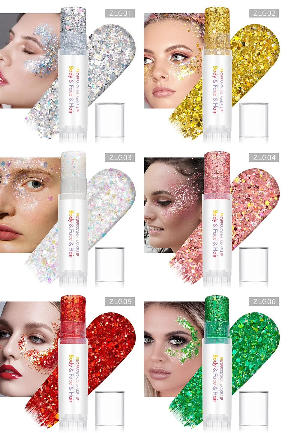 New Body Glitter Stick Face Painting Sequins Gel Mermaid Chunky Glitter Glue for Carnival Hair Body Eye shadow Makeup